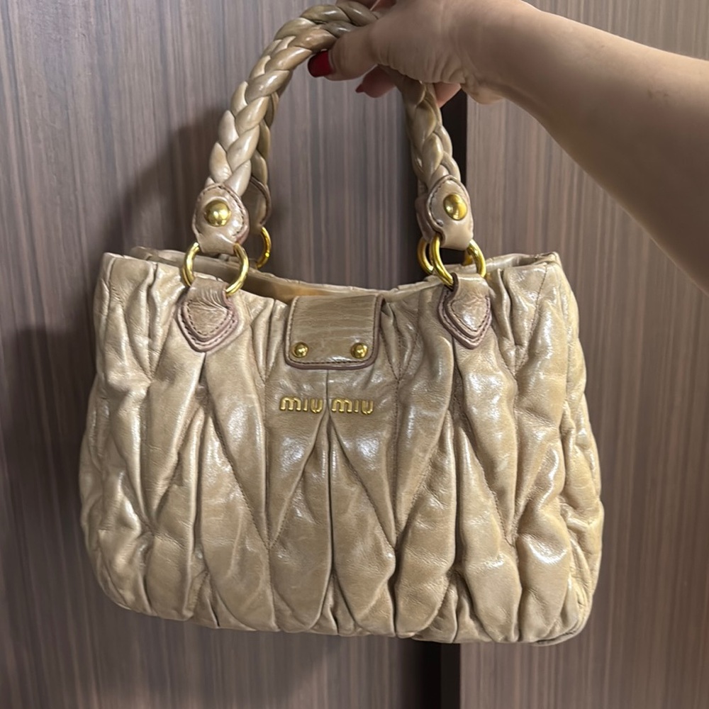 Miu Miu Beige Leather Tote Bag